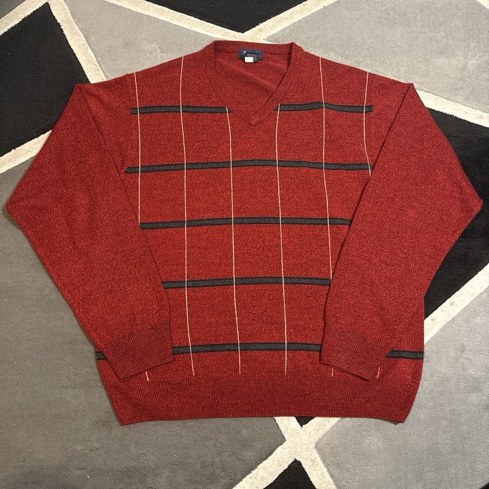 Dockers dark red striped v-neck sweater